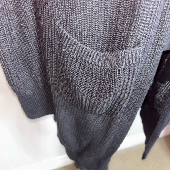 Soho Black Women's M Sweater Open Front Longline Cardigan Crisscross Back Pocket - Picture 5 of 12